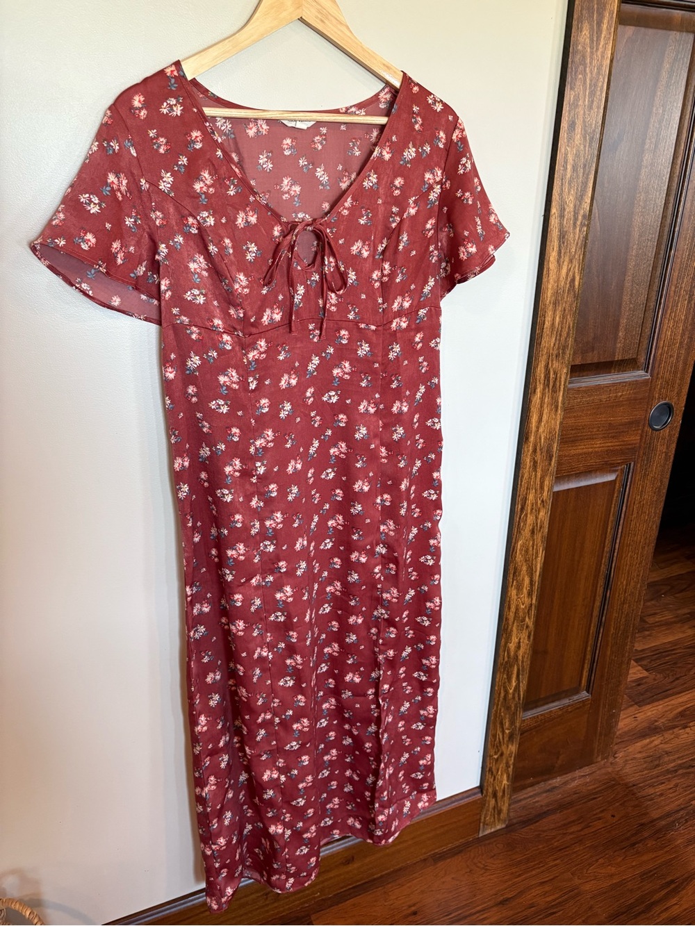Lucky Brand Rust Floral Tie-Front Maxi Dress